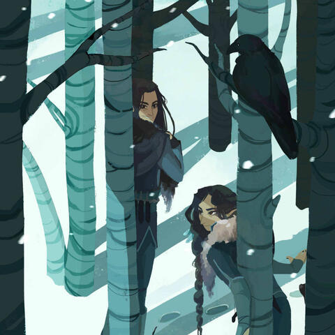 A drawing of Vex'ahlia and Vax'ildan from Critical Role