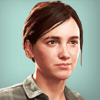An image of Ellie from the Last of Us 2 on a flat color background.
